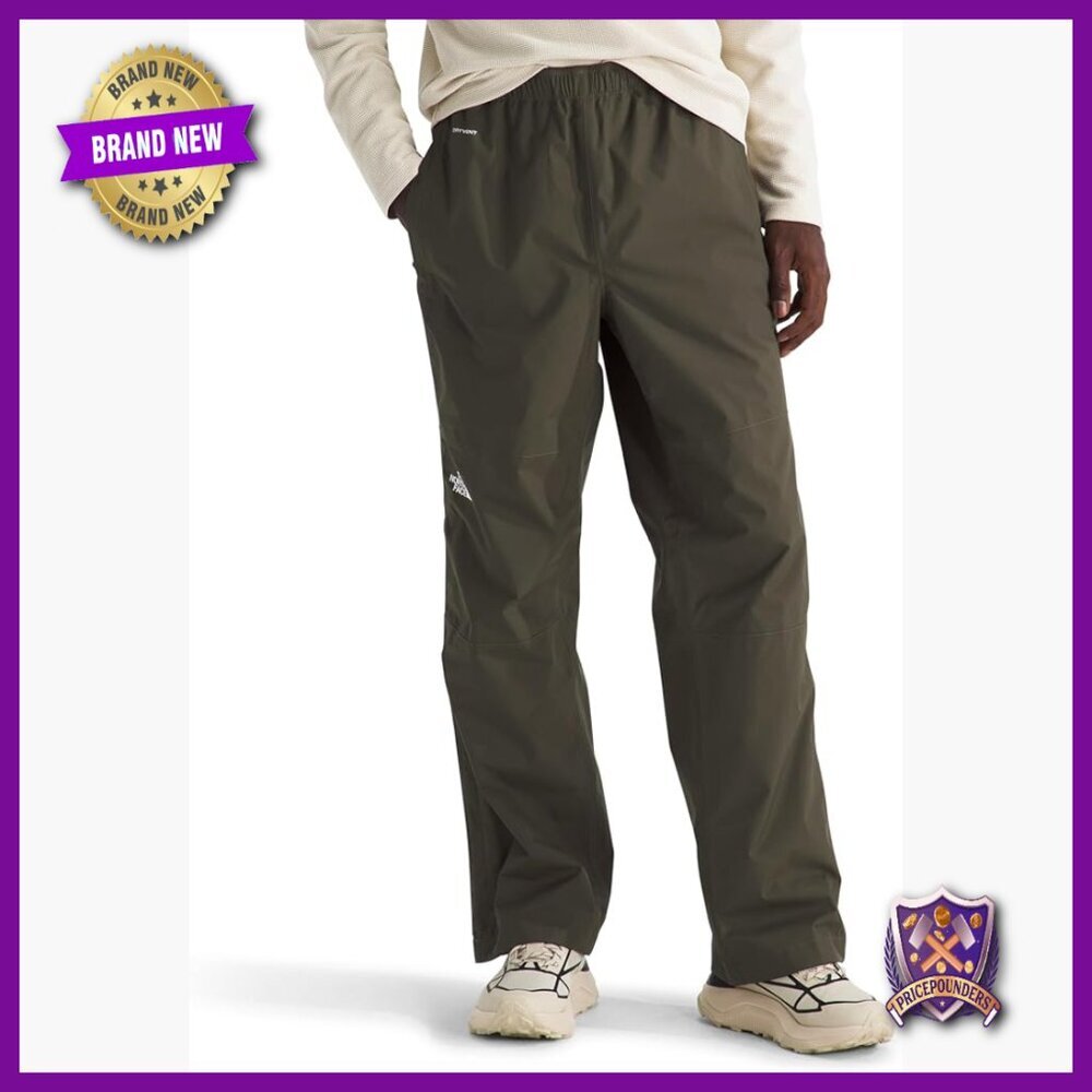 Men's Waterproof Hiking Pants Large, Breathable Rain Pants with Adjustable Waist
